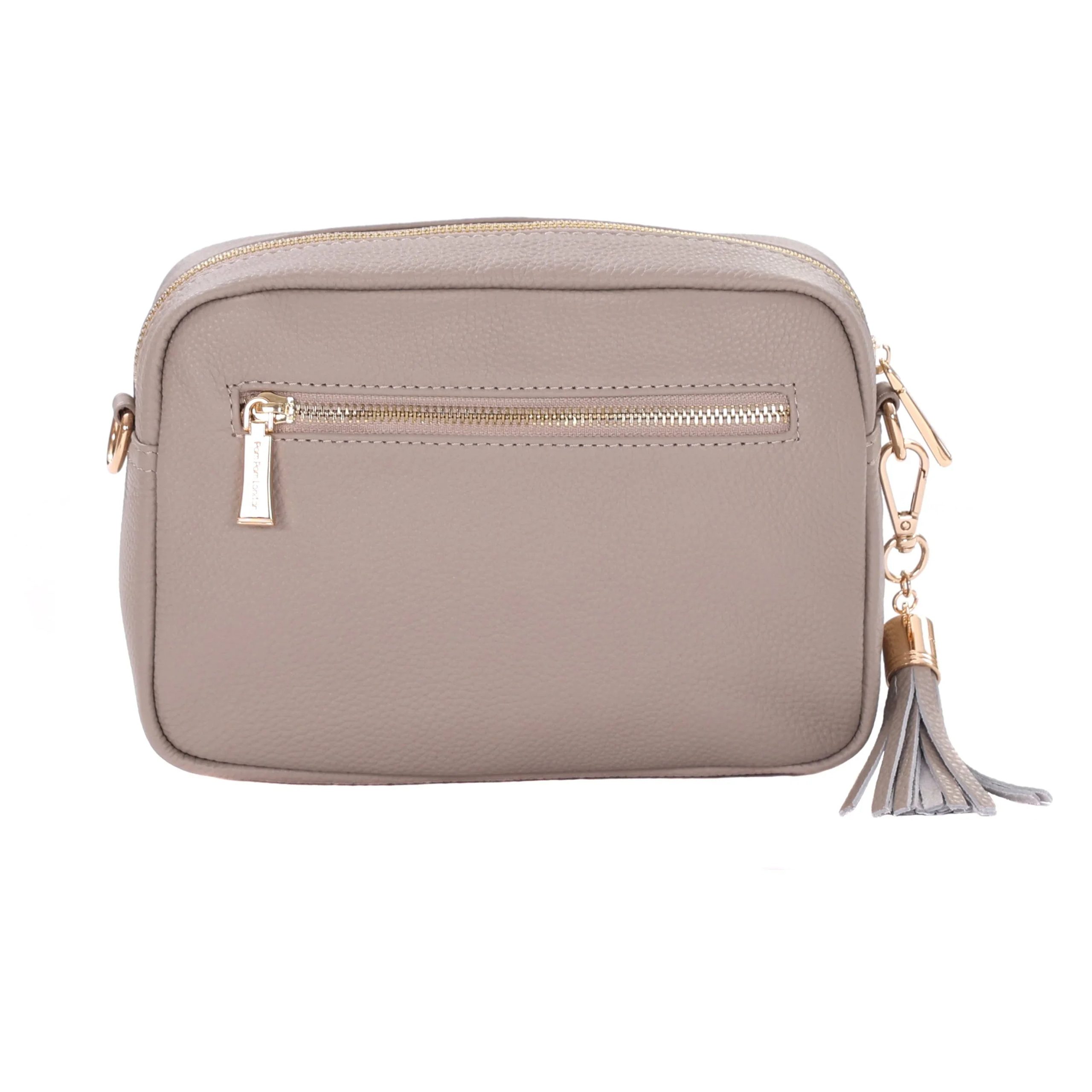 city faux fleece & leather bag stone