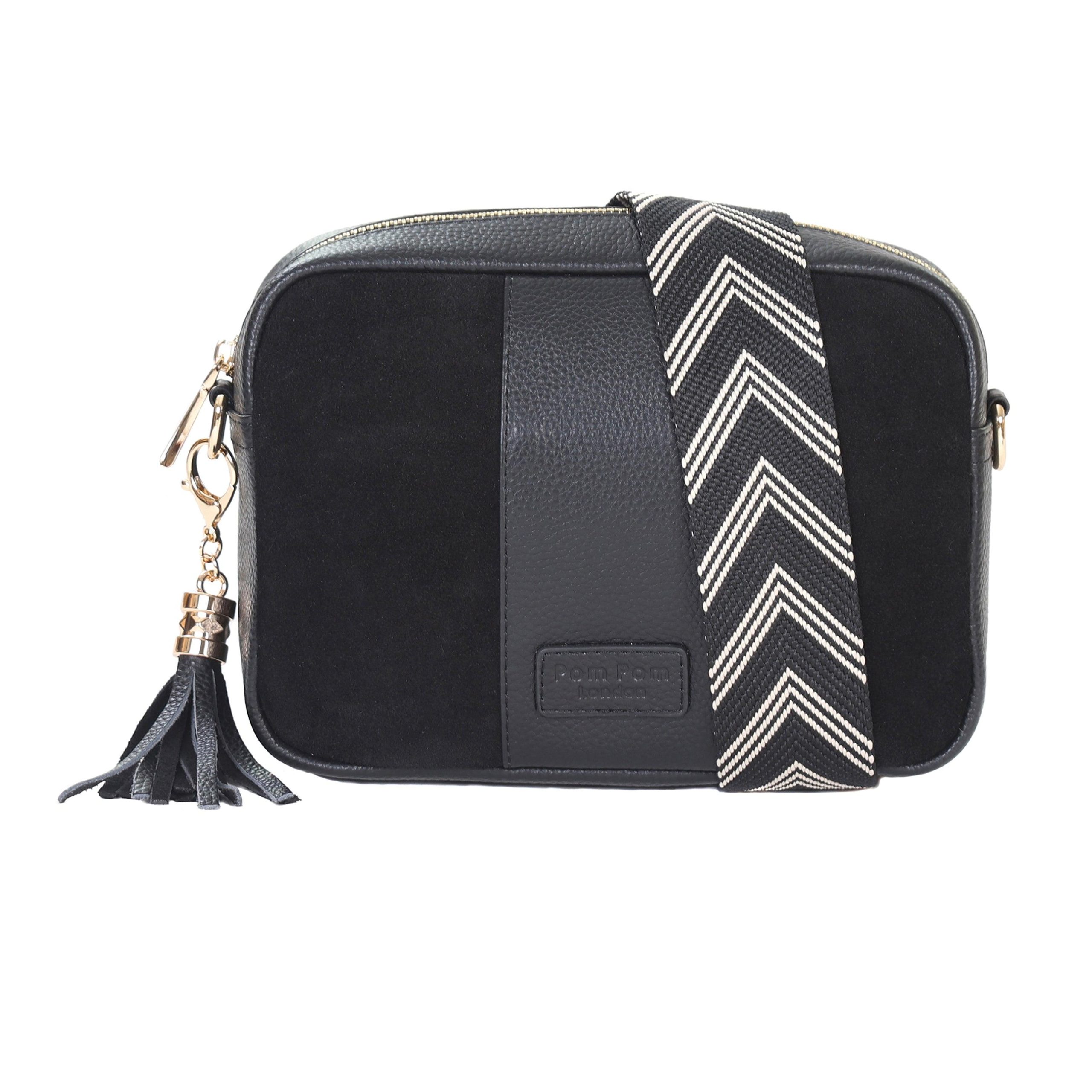 city suede & leather bag black