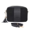 city suede & leather bag black