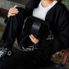city suede & leather bag black