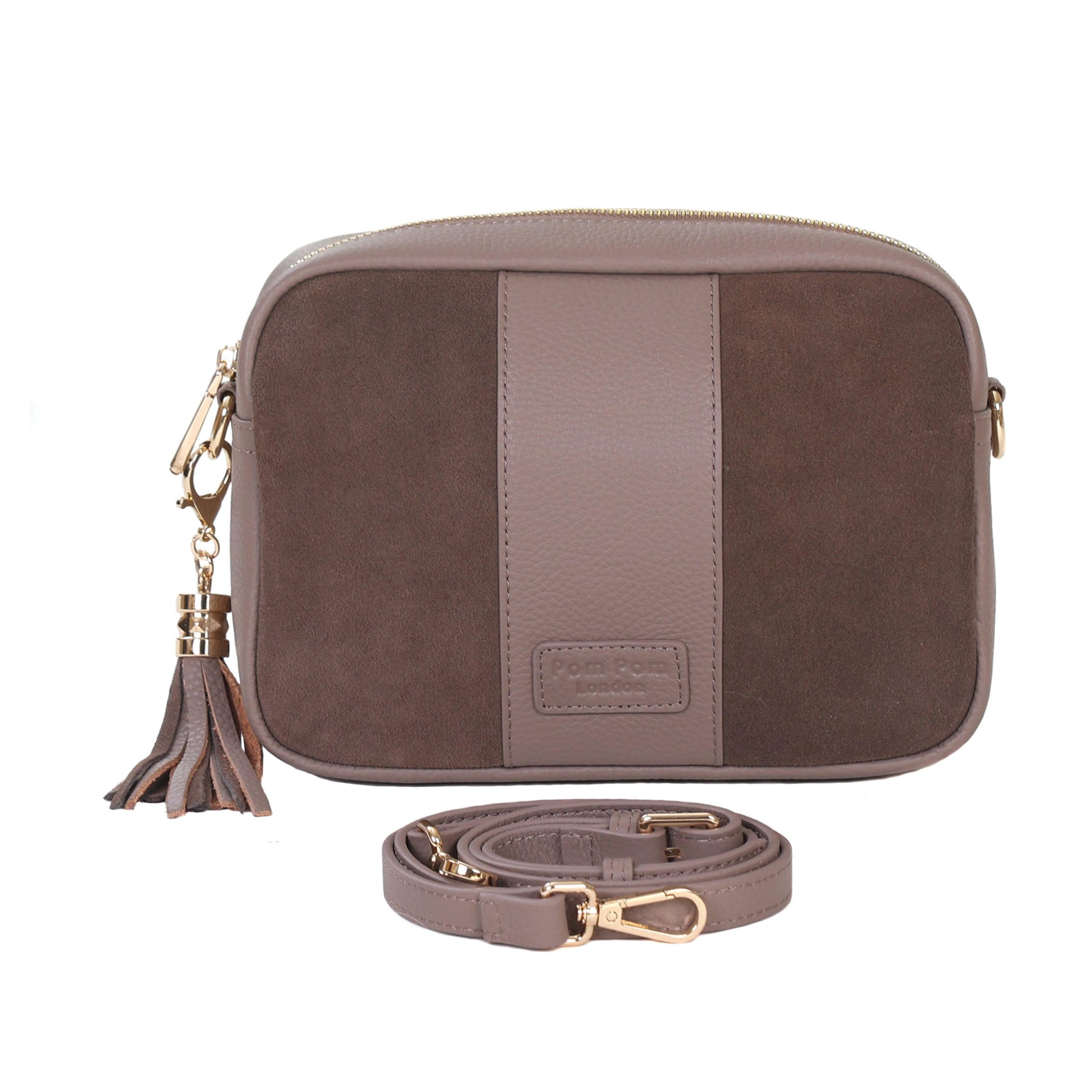 city suede & leather bag mocha