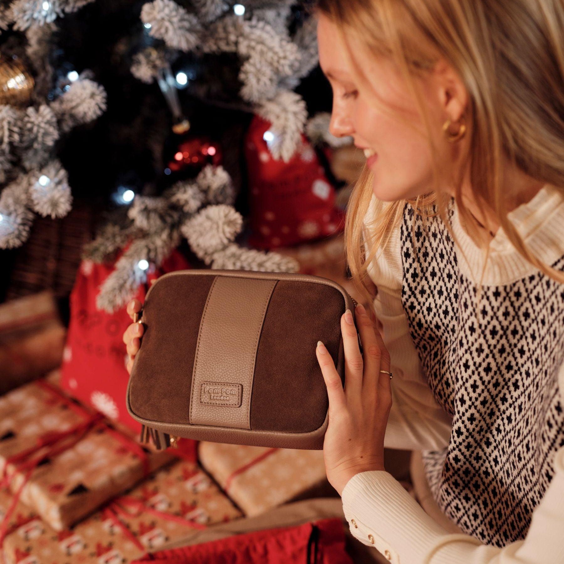 city suede & leather bag mocha