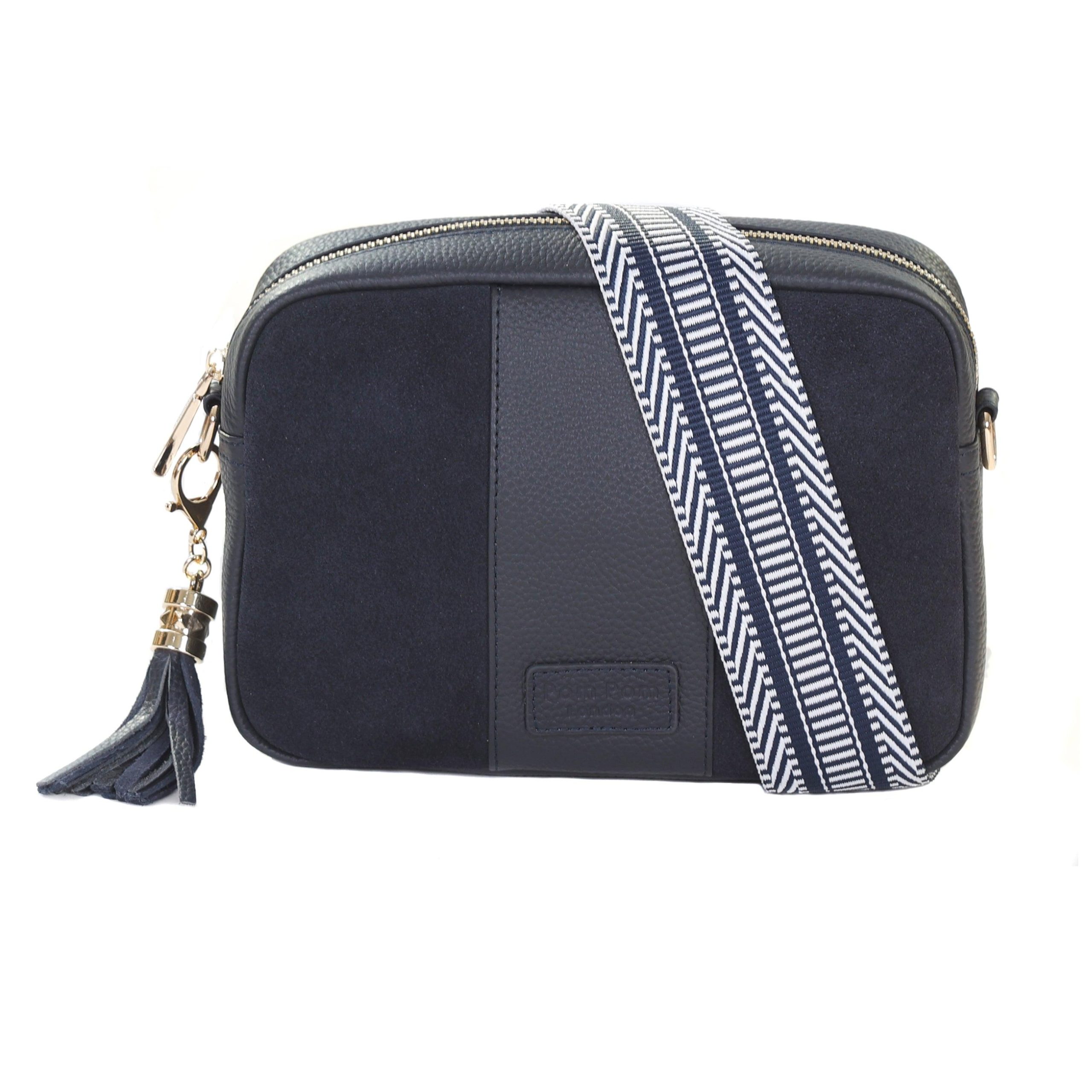 city suede & leather bag navy