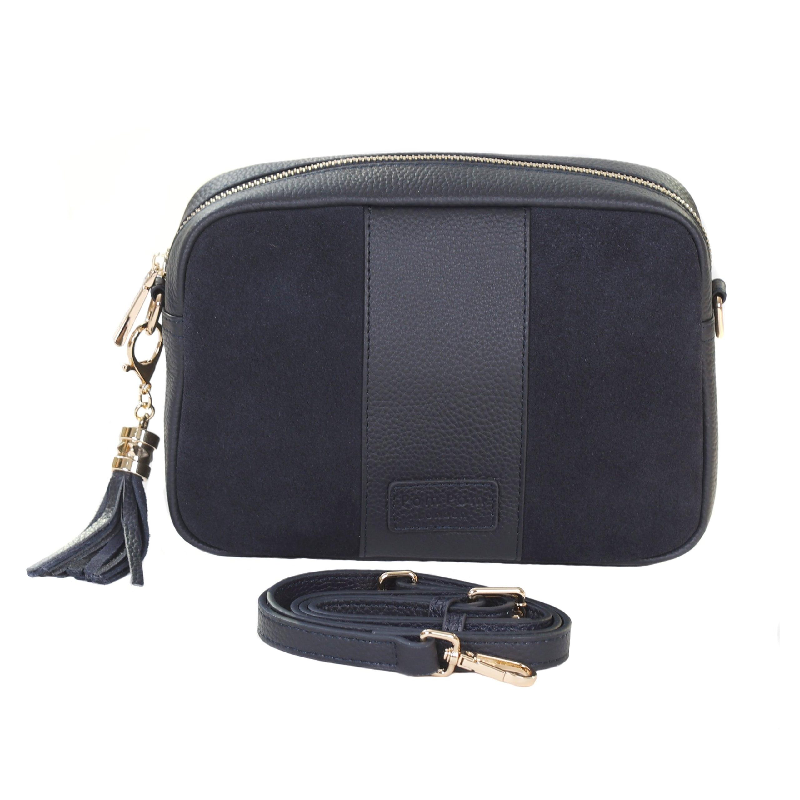 city suede & leather bag navy