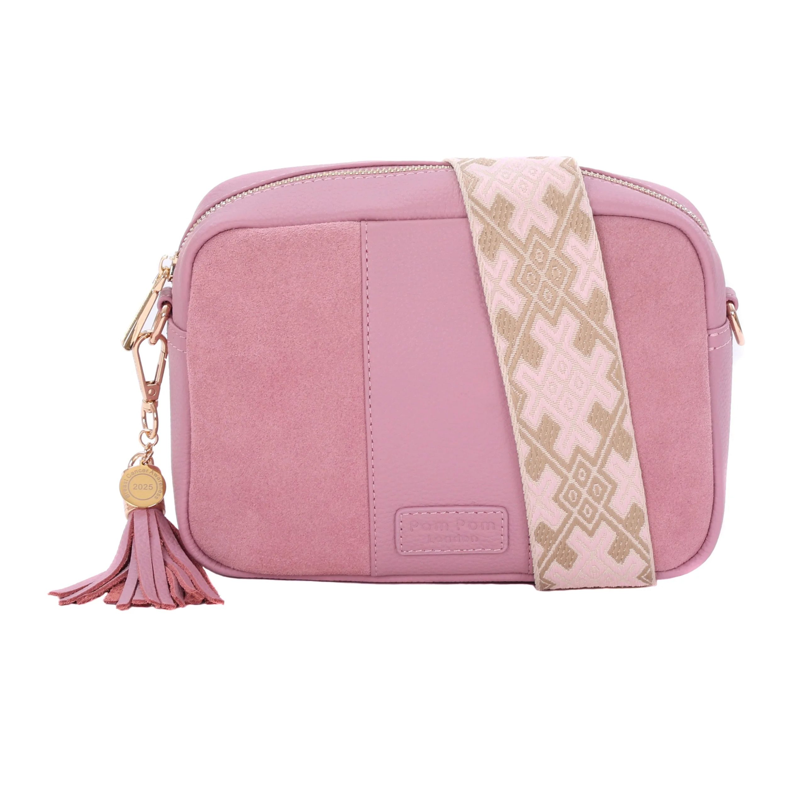 city suede & leather bag pink