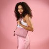 city suede & leather bag pink
