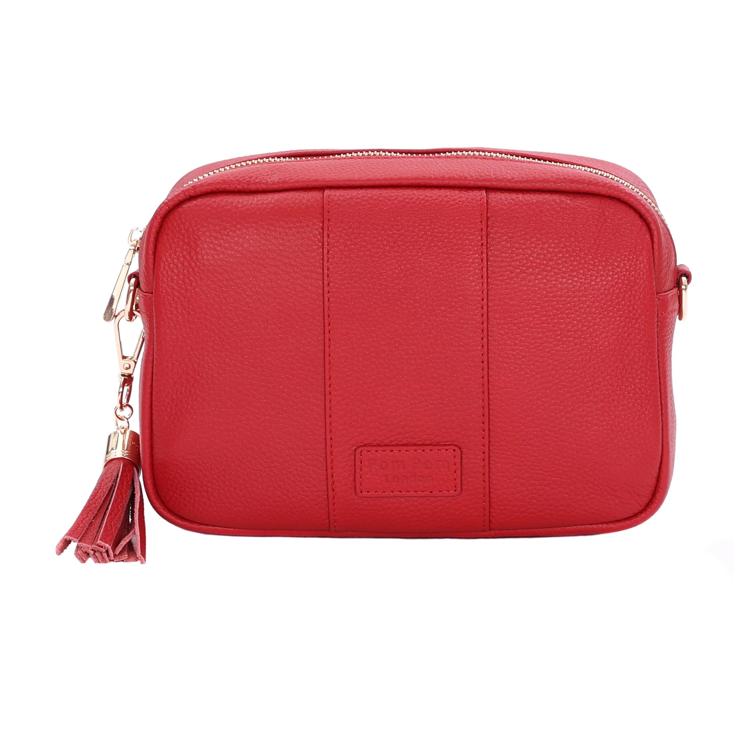 Crimson Red Crossbody Bag | Premium Full-Grain Leather Handbag for Women