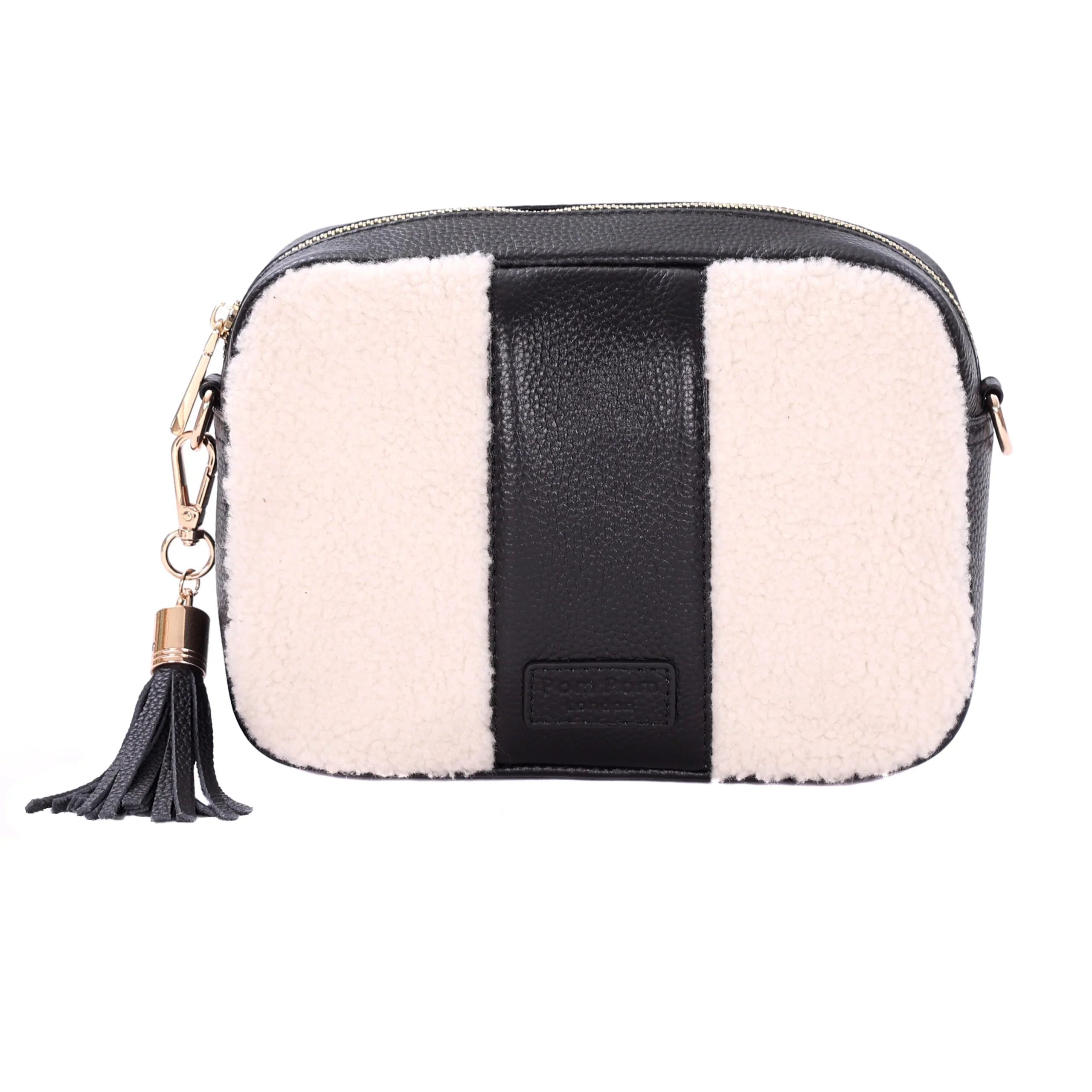 Faux Fleece & Leather Crossbody Bag - Compact, Versatile & Stylish