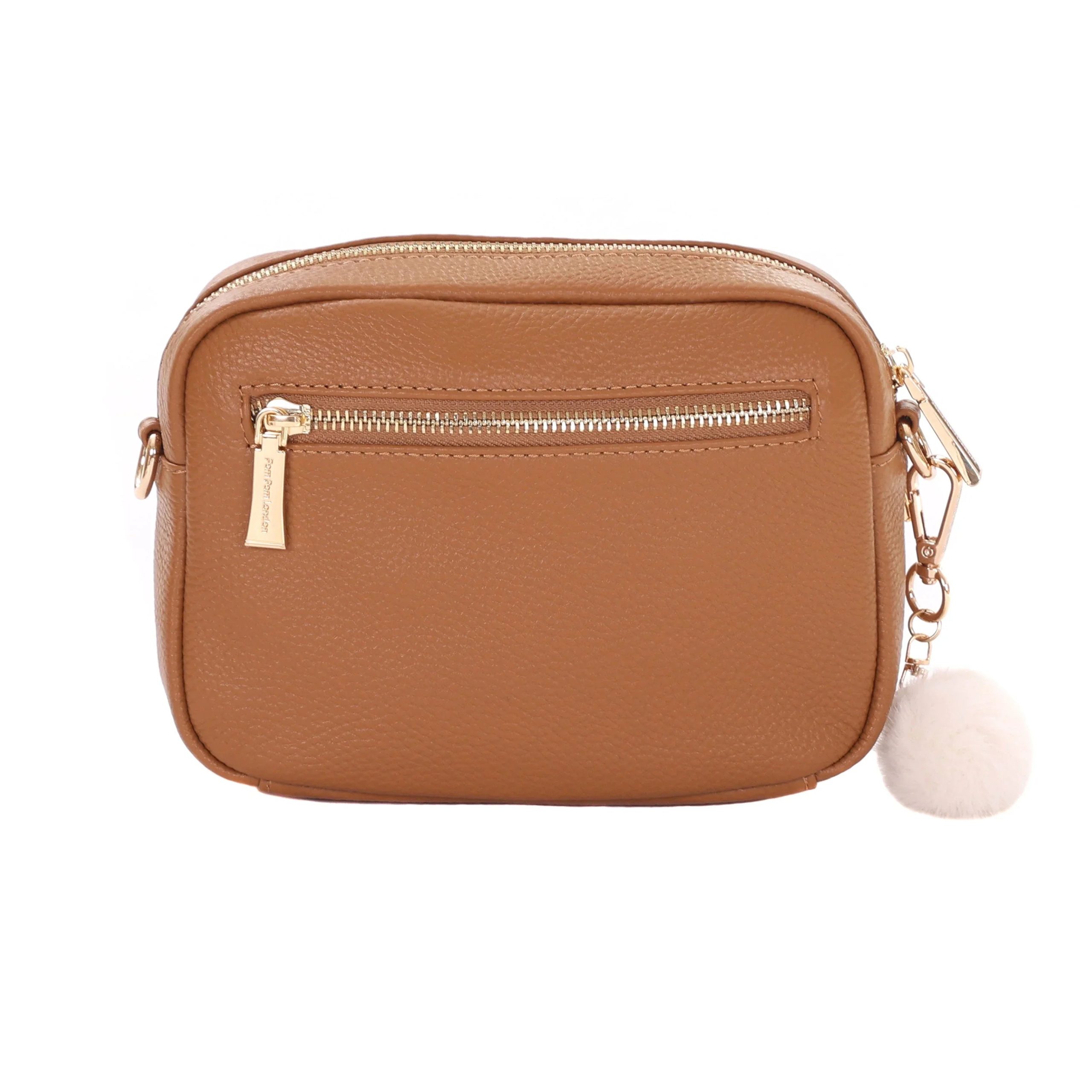 original faux fleece & leather bag maple