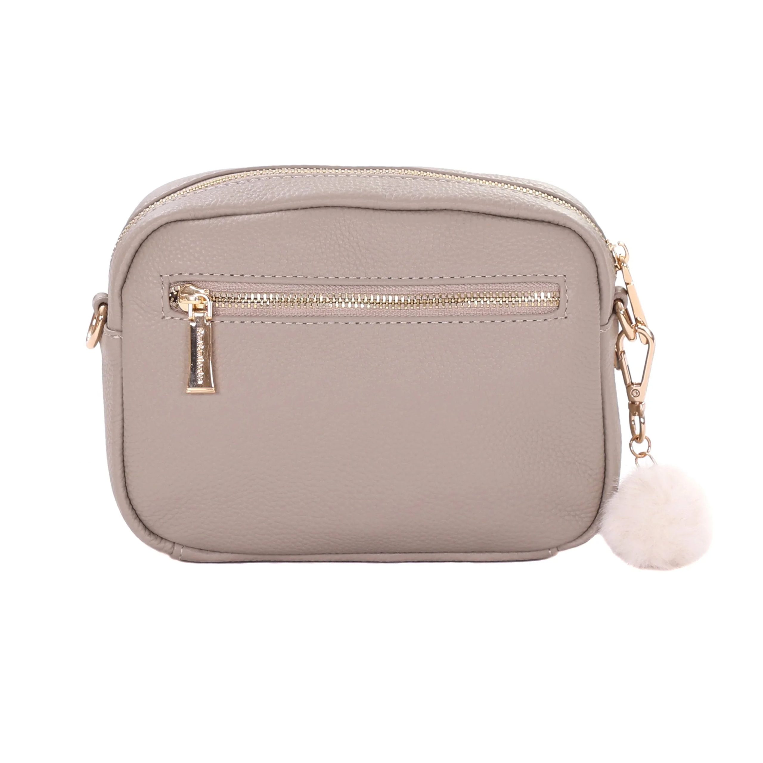 original faux fleece & leather bag stone