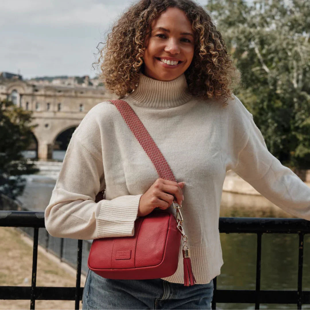 pom pom london city bag crimson red