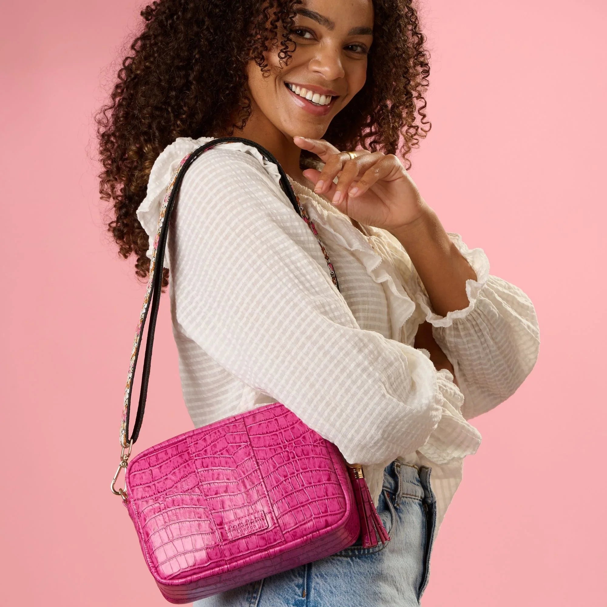 pom pom london city bag croc pink