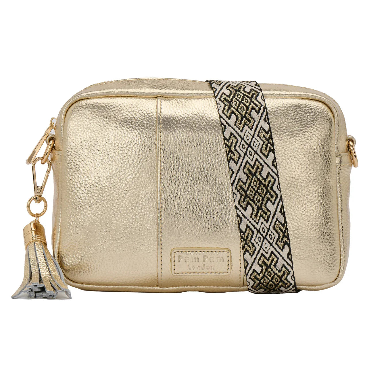 pom pom london city bag metallic gold