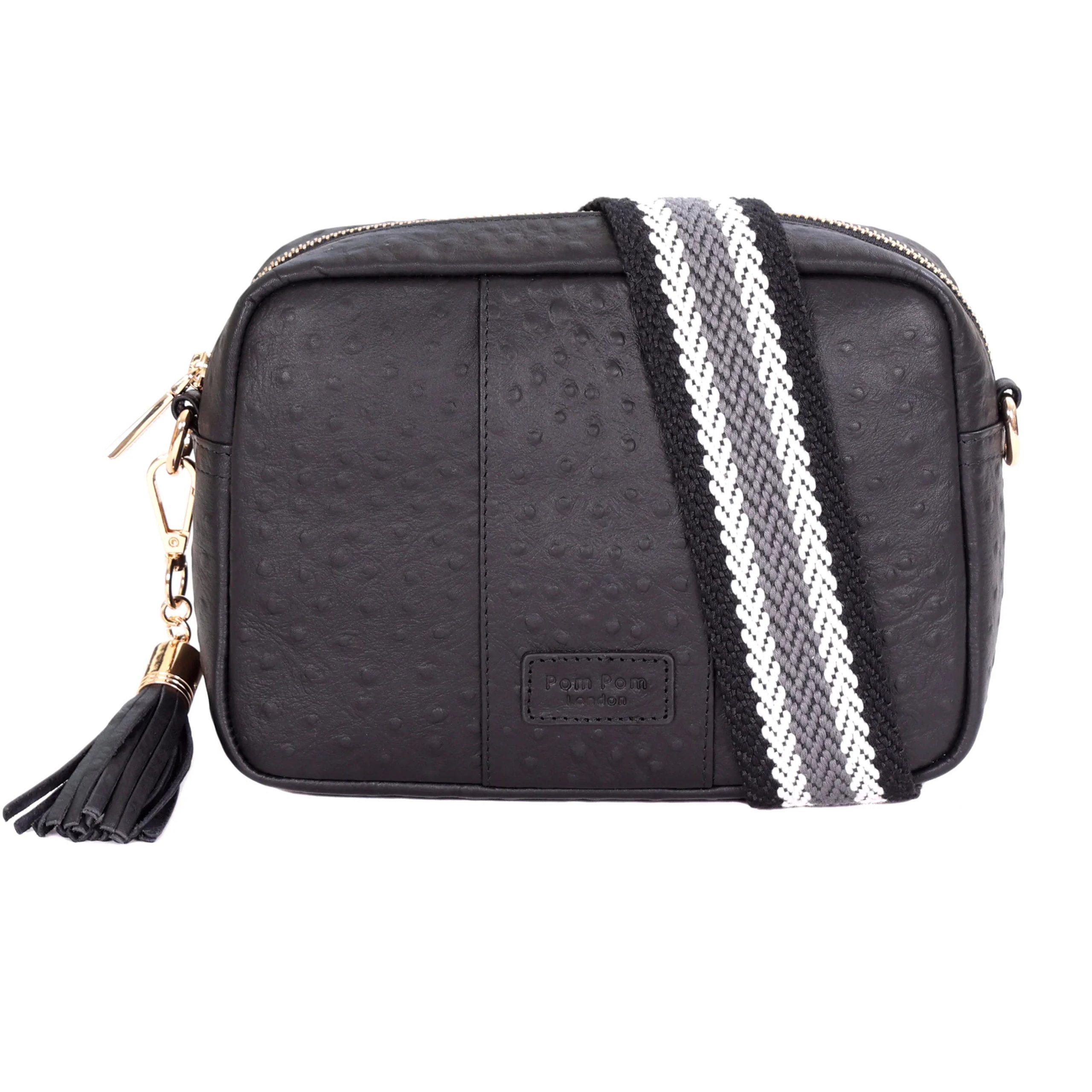 pom pom london city bag ostrich black
