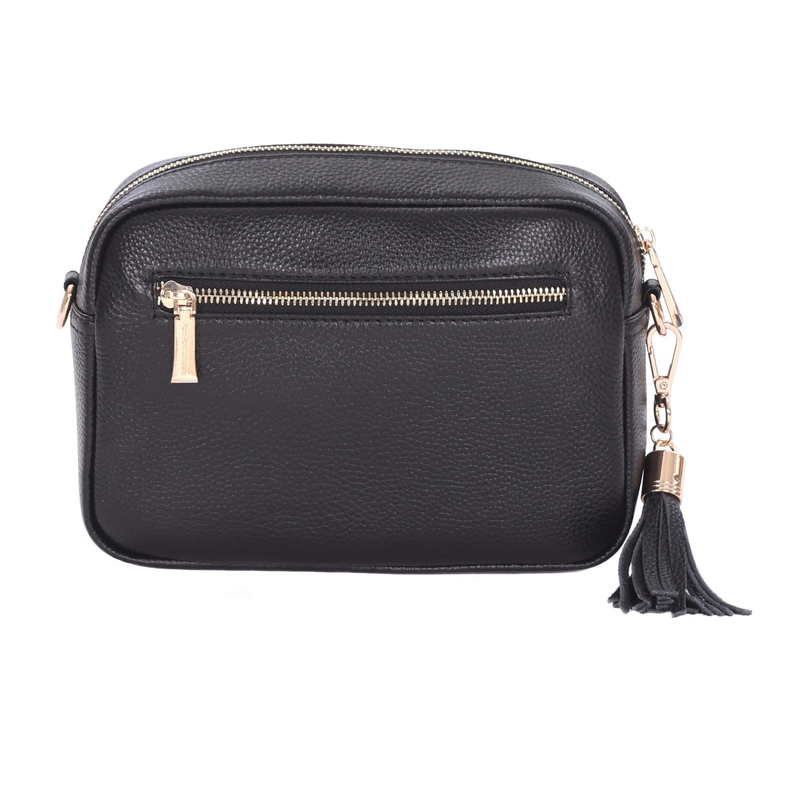 city faux fleece & leather bag black