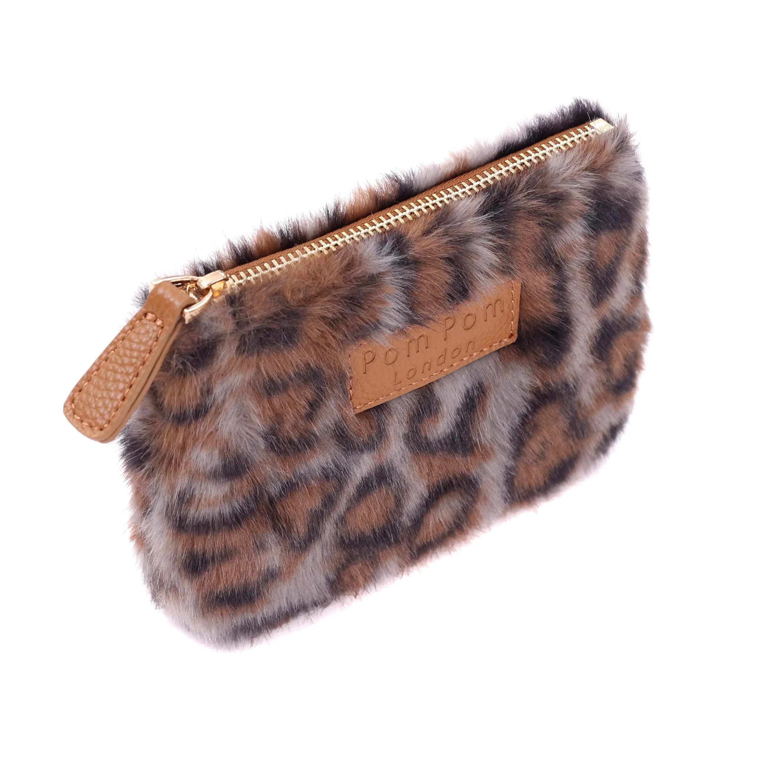 pom pom london city bag leopard print faux fur maple bundle