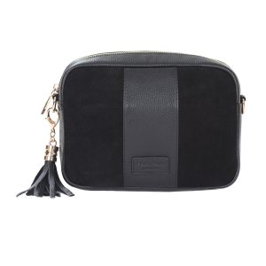 Luxurious Black Suede & Leather Crossbody Bag – Handcrafted Everyday Elegance
