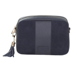 Navy Suede & Leather Crossbody Bag – Timeless Handcrafted Luxury